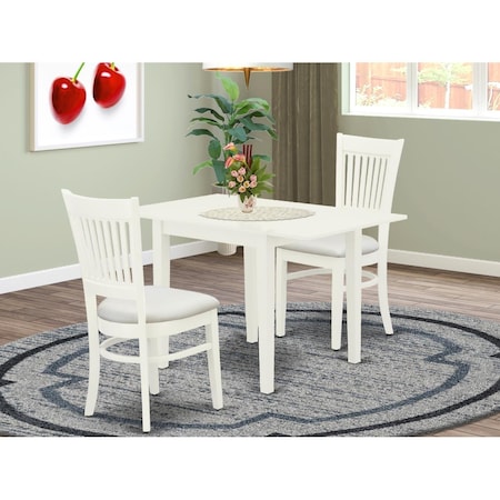 East West Furniture 3 Piece Norden Kitchen Dinette Set - Linen White NDVA3-LWH-C
